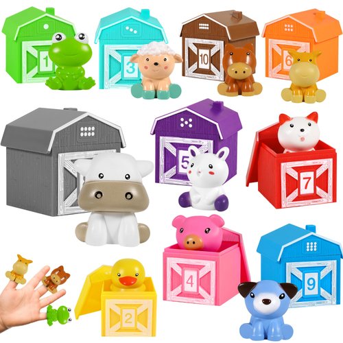 Montessori Farm Animal Learning Toys for Toddlers, 20PCS Toddler Learning Toys for Counting, Matching Game, Christmas Birthday Gift for Boy Girl