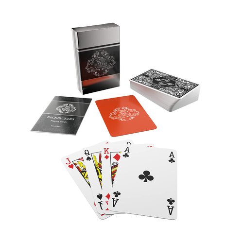 Backpacker Playing Cards - Plastic Playing Cards in Aluminium Box with Rules for 5 Backpacker Games