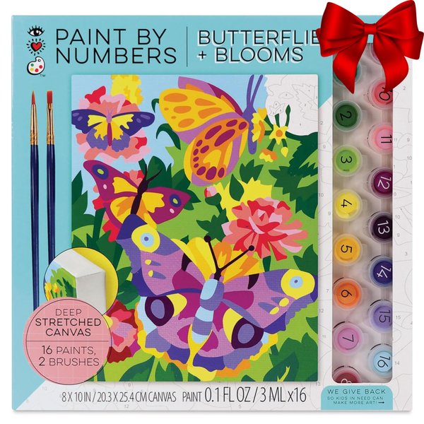 Bright Stripes Paint by Numbers Kit for Kids: Easy to Follow Paint by Numbers Canvas with Frame Kids Paint Kit (Paint by Numbers Butterflies + Blooms)