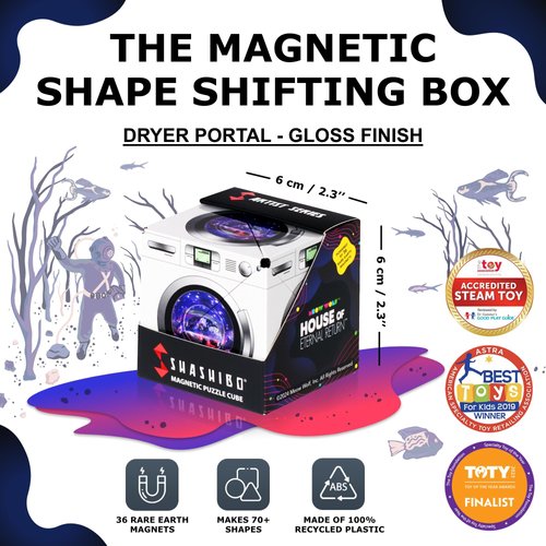 SHASHIBO Meow Wolf- Shape Shifting Box - Award-Winning, Patented Magnetic Puzzle Cube w/ 36 Rare Earth Magnets - Fidget Transforms Into Over 70 Shapes (Dryer Portal)