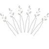 Syhood 6 Pieces Pearl Crystal Bridal 3.7 Inch Hair Pins Rhinestone Flower Wedding Hair Pins Vintage Hair Accessory Party Hair Pins for Bride, Bridesmaids(Silver)