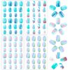 JANYUN 96 Pcs Kids False Nail Press on Nails Kids Full Cover Short False Nails Children Nail Tips Lovely Gift for Kids Little Girls Nail Art Decoration (Blue Theme)