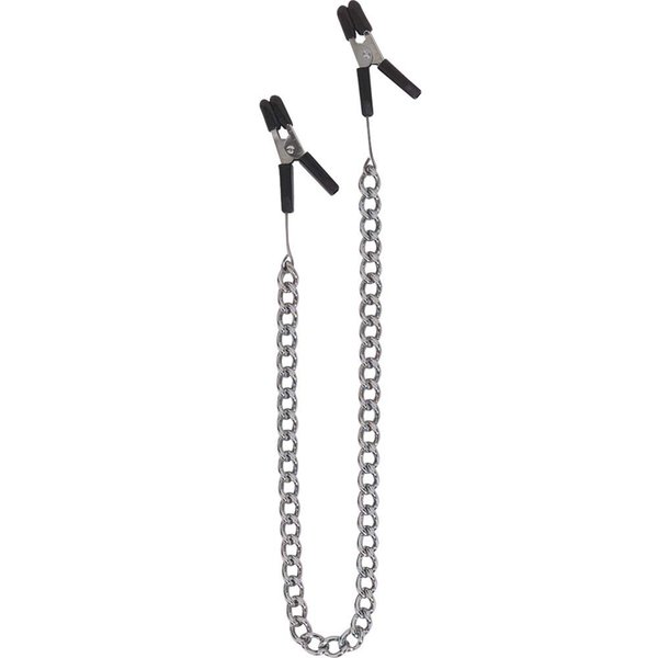 Spartacus Endurance Jumper Cable Nipple Clamps with Link Chain, Silver