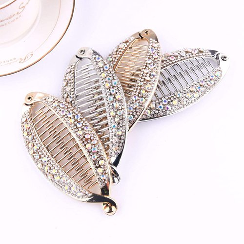 4pieces Floral Clincher Claws Bohemia Style Wrapped Hair Clips, Fish Shape Grips Clamps Hair Accessories for Women Girls (CL22020630-4PCS)