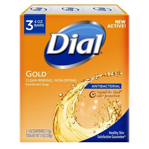 Dial Antibacterial Deodorant Bar Soap, Advanced Clean, Gold, 4 oz, 3 Bars