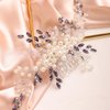 BERYUAN Purple Wedding Hair Comb with Crystal Rhinestone and Pearls, Silver Bride Hair Accessory for Brides
