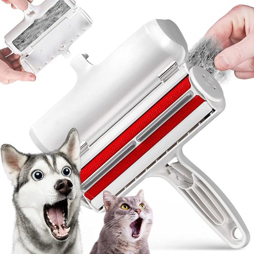 FluffEase Pet Hair Remover - Dog & Cat lint roller with Self-Cleaning Base - Efficient Animal Hair Removal Tool Cat Dog Hair Remover for Couch Furniture Car Seat Carpet and Bedding