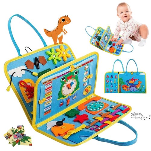 JEVASO KID'S Busy Board for Toddlers, Montessori Busy Board for 1 2 3 4 5 Year Old, Sensory Board Travel Toys Gift for Baby, Activity Board Educational Learning Activities Fine Motor Skills Toys.