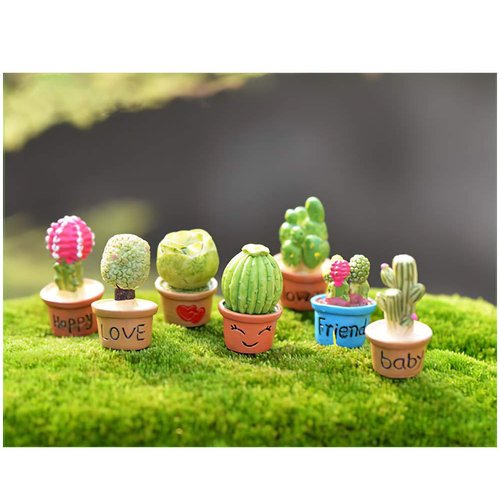 7 in 1 Dollhouse Decoration Plant Pots Miniature Green Potted Miniature Bonsai Model Dollhouse Accessories Decor,1 12 Scale Doll House Miniature Plant Model (7 dersert Plants Bots)