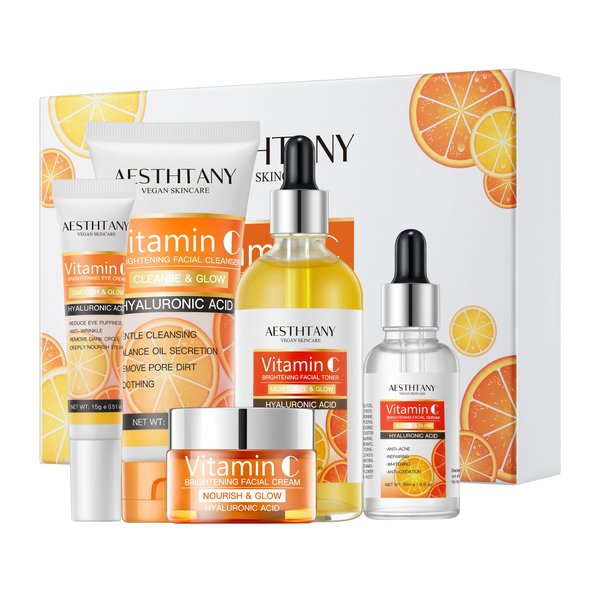 AESTHTANY Natural Skin Care Set Moisturizing Hyaluronic Acid Skin Care Kit 5PCS Women Beauty Set