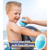 Sunscreen Applicator For Kids, Adults & Families - BPA Free & Refillable, Sunblock Buddy Brush Set with Protective Caps, Sun Lotion Applicator Sun Cream Brush (Blue)