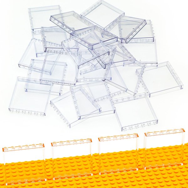 Domoni 30PCS Unique Clear Bricks Parts 1x6x5 Classic - Window Bulk Flat Plates Building Blocks Set (Transparent) Great for Activity Tables, Creativity & School Projects