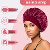 4PCS Silk Bonnet for Sleeping,Hair Wrap Satin Bonnets Shower Cap for Black Women Men, Elastic Wide Band Hair Bonnet Cap for Sleeping Curly Hair(Black & Wine Red & Purple & Brown)