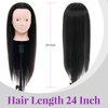 Neverland Beauty Mannequin Head with 50% Real Human Hair, 24 Inch Makeup Cosmetology Manikin Practice Head with Hair, Braiding Hairdressing Doll Head for Hair Styling with False Eyelashes #1B