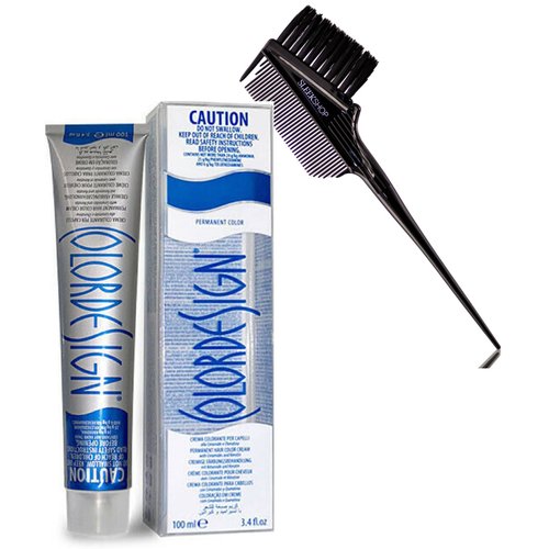 Color Design Pro Italian Colordesign Permanent Hair Color Cream (3.4 oz) Italy Creme Haircolor Dye (w/ SLEEKSHOP 3-in-1 Comb/Brush) (5 / 5N Light Brown)