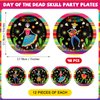Qyeahkj 48PCS Day of the Dead Skull Party Plate 7 Inch Sugar Skull Paper Dinner Plates Dia De Los Muertos Party Decorations Mexican Fiesta Tableware for Carnival Holiday Mexican Theme Party Supplies