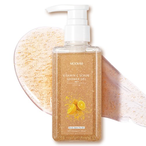 2-in-1 Body Wash & Body Scrub Vitamin C (11.3fl.oz), Gentle Exfoliating Scrub for Deep Cleansing, Effective on Acne & Dead Skin, Brighten & Moisturize Skin Polishes