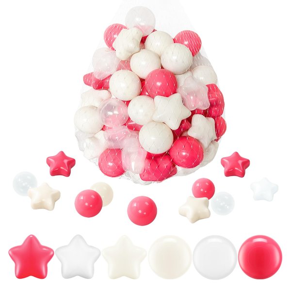 FHRILEK Ball Pit Balls Crush Proof Ball Pit Balls Plastic Toy Balls for Boys and Girls (200PCS Pink Star Sets)