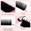 NATUHANA Round Eyelash Extensions 0.12mm B Curl Russian Single Lash 8-15mm Mixed Tray Professional Lash Supplies,Classic Individual Lash Extensions 16Rows/Case Matte Black (black;0.12 B, 8-15 MIX)