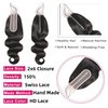 Czrleaty 2x6 HD Lace Closure Brazilian Body Wave 2x6 Lace Closure with Baby Hair Deep Middle Part 2x6 Closure Remy Human Hair Swiss Kim K Closure Natural Black Color(16")