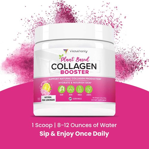 Vitauthority Vegan Collagen Powder for Women - Plant Based Collagen Supplement for Women with Proprietary Vegan Hair Skin and Nails Vitamins - Vegetarian Collagen Powder with Hyaluronic Acid