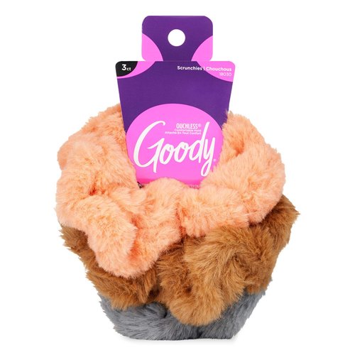 Goody Hair Scrunchie - 3 Count, Faux Fur - Help Keep Hairs In Place - Hair Accessories to Style With Ease and Keep Your Hair Secured - For All Hair Types - Pain Free