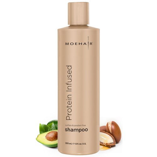 MOEHAIR Protein Infused Shampoo | With Proteins, Natural Oils & Vitamin E & B5 | Hydrating and Strengthening Hair Shampoo for All Hair Types | Paraben & Sulfate-Free Shampoo, Cruelty-Free 12 Fl Oz
