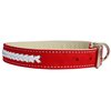 Nubuck Leather Braided Dog Collar, Red 23"x1" Wide. Fits 17"-21" Neck Size, Padded