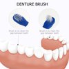 SUPVOX 2PCS false teeth brushes two-side t-shape denture toothbrush (white+blue)