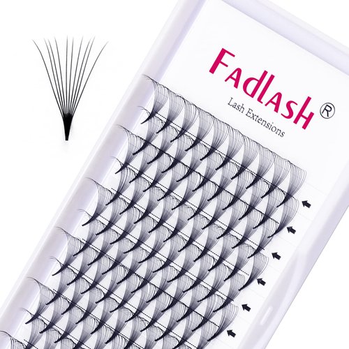 Volume Lash Extensions 0.07 D Curl 10D Premade Fans Eyelash Extensions 14mm Premade Lash Fans Pointed Base Middle Stem Premade Lash Extensions Fans Russian Volume Lash (10D-0.07D, 14mm)