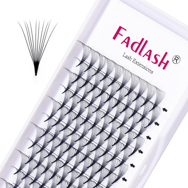 Volume Lash Extensions 0.07 D Curl 10D Premade Fans Eyelash Extensions 14mm Premade Lash Fans Pointed Base Middle Stem Premade Lash Extensions Fans Russian Volume Lash (10D-0.07D, 14mm)
