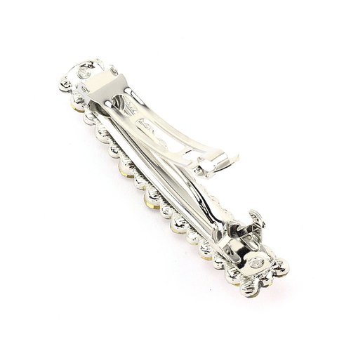 Women&#39;s Rhinestone Metal Hair Barrette Clip Hair Pin Antique Silver IMB2097, Multi