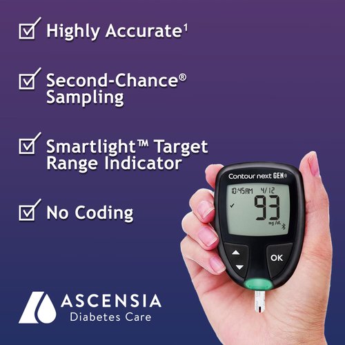 Ascensia CONTOUR NEXT GEN Blood Glucose Monitoring System – All-in-One Kit for Diabetes with Glucose Monitor and 20 Test Strips For Blood Sugar & Glucose Testing