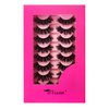 BTLLSSH 8Pair 3D5D 0.67INCH Thick False Eyelashes Cross Fluffy Natural Look Faux Mink Lashes Volume Fake Eyelashes with Dark Pink Box