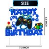Video Game Birthday Cake Topper Game On Controllers GamePad Cake Decoration Glitter Video Game Theme Party Supplies for Gamer Kids Boys Favors Game Cake Picks Birthday Party Supplies(Blue)
