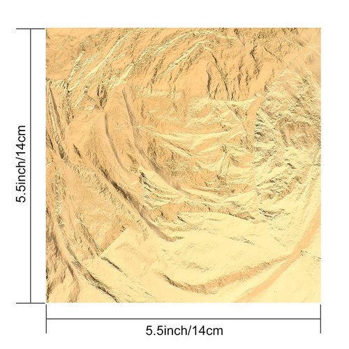 Homepal 100pcs Imitation Gold Leaf for Arts, Gilding Crafting, Painting, Furniture Decoration, Imitation Gold Foil Sheets 5.5" x 5.5"