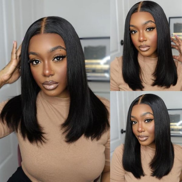MIAORUN Bob Wig Human Hair 13x4 HD Lace Front Wigs 16 Inch Glueless Transparent Lace Frontal Bob Wigs Pre Plucked with Baby Hair 180% Density 12A Brazilian Short Bob Wig for Women Natural Black
