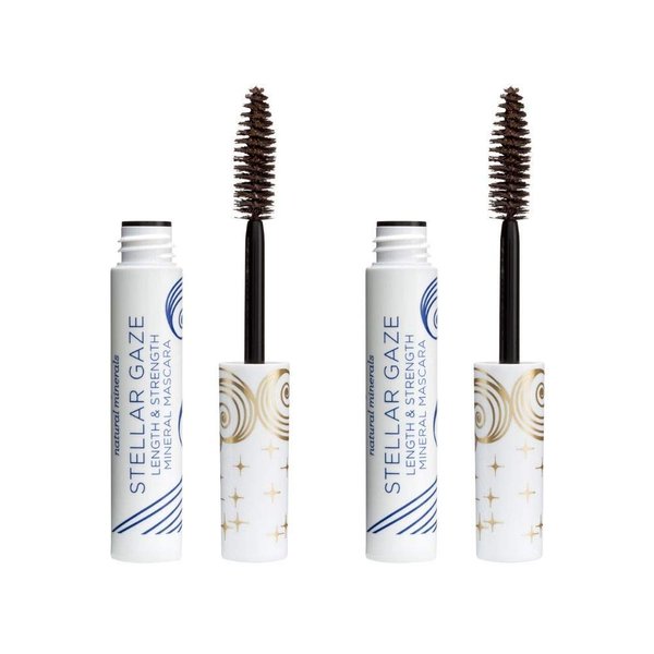 Pacifica Beauty Stellar Gaze Length & Strength Brown Mascara, For Volume and Length, Vitamin B + Coconut, Natural Lash Effect, Silicone, Sulfate + Paraben Free, Vegan and Cruelty Free, Pack of 2