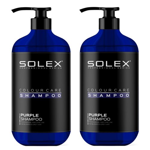Solex Silver Purple Shampoo, Brightens Blonde, Gray, Platinum, and Color-Treated Hair, Sulfate and Paraben Free, Ideal for Curly and Damaged Hair, Enhances Color Vibrancy (2 pc. X 16.9 Fl Oz / 500mL)