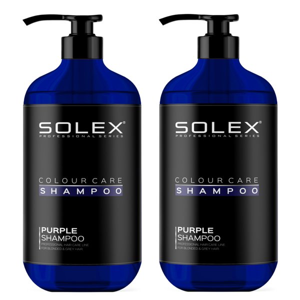 Solex Silver Purple Shampoo, Brightens Blonde, Gray, Platinum, and Color-Treated Hair, Sulfate and Paraben Free, Ideal for Curly and Damaged Hair, Enhances Color Vibrancy (2 pc. X 16.9 Fl Oz / 500mL)
