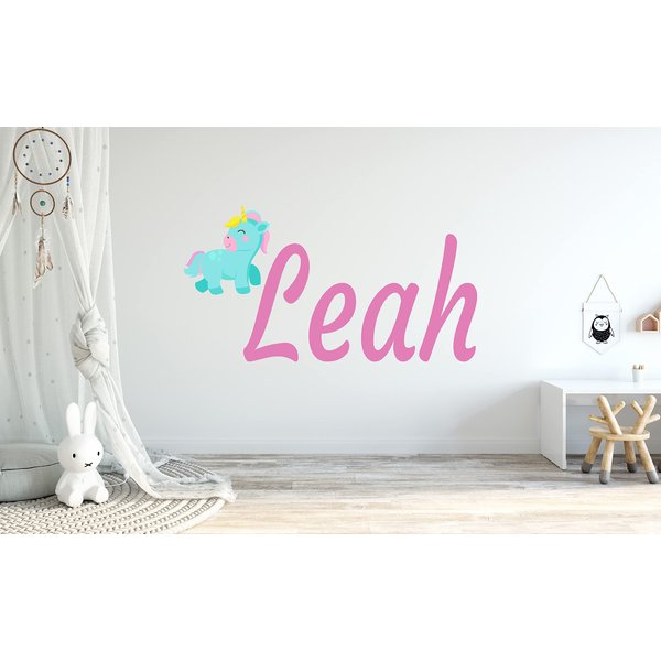 Baby Unicorn Custom Name Wall Decal - Personalized Name Unicorn Wall Sticker - Unicorn Wall Art Decor - Wall Decal for Nursery Bedroom playroom Decoration (Wide 15"x8" Height)