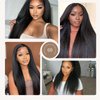 22 Inch Kinky Straight Clip ins Human Hair Extensions Yaki Real Brazilian Human Hair 8pcs Natural Black 120g Remy Hair Full Head Yaki Clip in Hair Extensions for Women