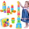 iPlay, iLearn Baby Stacking Toys, Toddler Nesting Stack Cups, Infant Stackable Block, Kids Sorting Game W/Shape Sorter for Sand Bath, Birthday Gift for 12 18 24 Month 1 2 3 Year Old Boys Girls