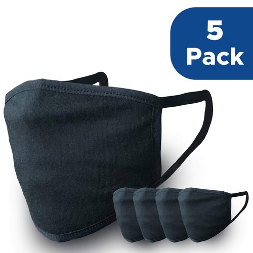 Washable & Reusable Cotton Facial Mask(Black-5 Mask) - Face Mask & Coverings(MADE IN KOREA)