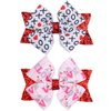 2Pcs Valentine's Day Love Hair Clip Claw for Kids Girls Glitter Heart Headwear Hairpin Ribbon Hair Clip XOXO Bowknot Red Sequins Headdress for Birthday Party New Year Wedding Hair Decor
