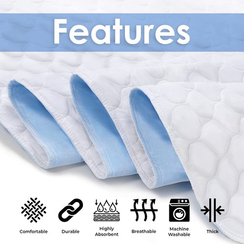 Avalon Care Incontinence Bed Pads (Pack of 1) Washable Pee Pads for Adults, Kids & Pets - Highly Absorbent Pads, 34x36 inches Bed Pads Washable Waterproof Pads for Bed, Reusable Bed Pads & Underpads
