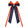 Vokone Game Day Hair Bows for Women Beaded CHEER Hair Bow Clip Jeweled Crystal Silky Satin Ribbon Bow Barrette Hair Clip Football Sports Fan Team Accessories Chee Orange Navy
