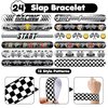 48 Checkered Flags 24PCS Checkered Flags Temporary Tattoos Sticker 24PCS Slap Bracelets Perfect for Themed Birthday Party Favors Baby Showers or Classroom Rewards Ideal Decor and Gifts