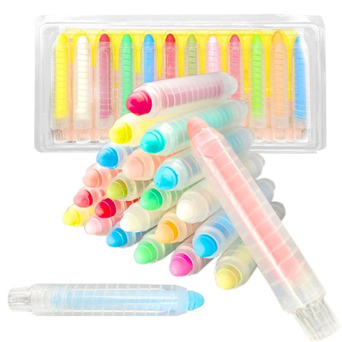 12 Pcs Sidewalk Chalk Set for Kids, 12 Colors Dust-free Washable Outdoor Toddler Chalk with Holder for Blackboard Drawing Writing Toys Gift Party Favors, Arts Crafts School Supplies