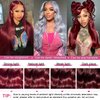 Lukymart 28 Inch 99J Burgundy Lace Front Wigs Human Hair 13x6 HD Transparent Body Wave Lace Front Wigs Human Hair Pre Plucked 99j Burgundy Red Wine Glueless Human Hair Wigs for Women